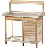 Multi-function Potting Bench Table with Cabinet & Steel Table Top