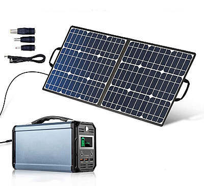 300W 60000mAh Portable Power Station with 50W 18V Solar Panel