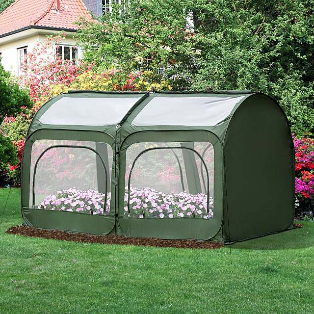 Greenhouse With 4 Zipper Doors - Instant Pop up Small Greenhouse