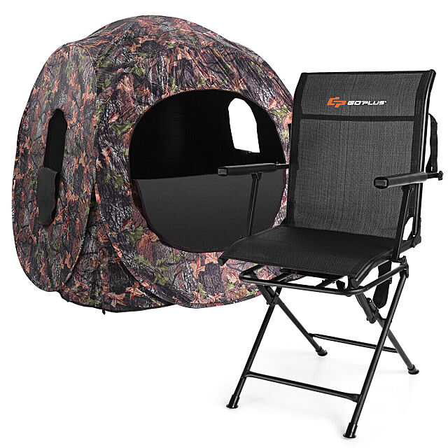 Swivel Camping Chair with Armrest -  Mesh Folding Chair