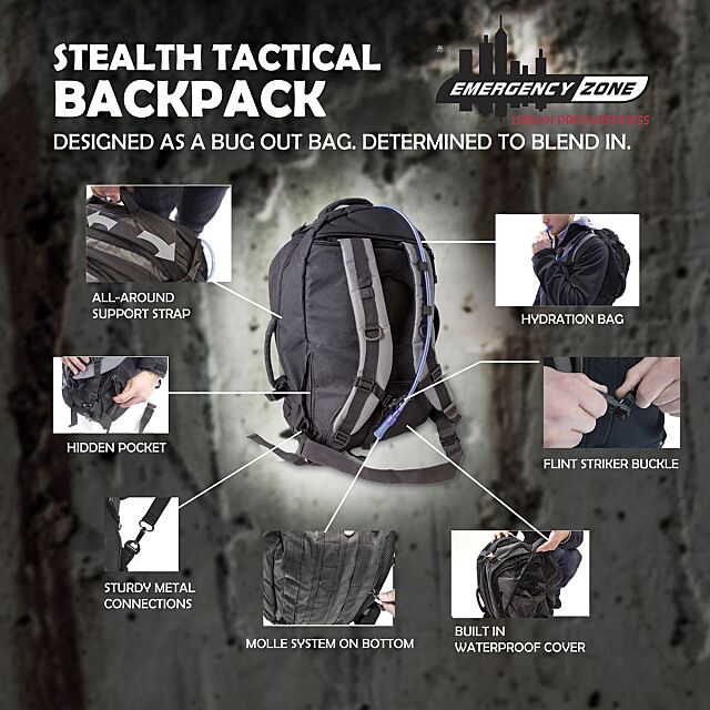 Stealth Tactical Backpack with Hydration Bladder